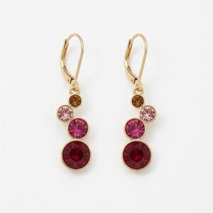 Napier Gold-Tone Pink & Red Crystal Drop Earrings